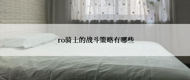  ro骑士的战斗策略有哪些